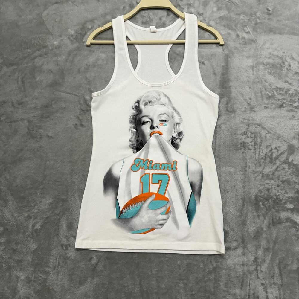 Marilyn Monroe Miami Dolphins Graphic Racerback Tank Top Women’s Size M